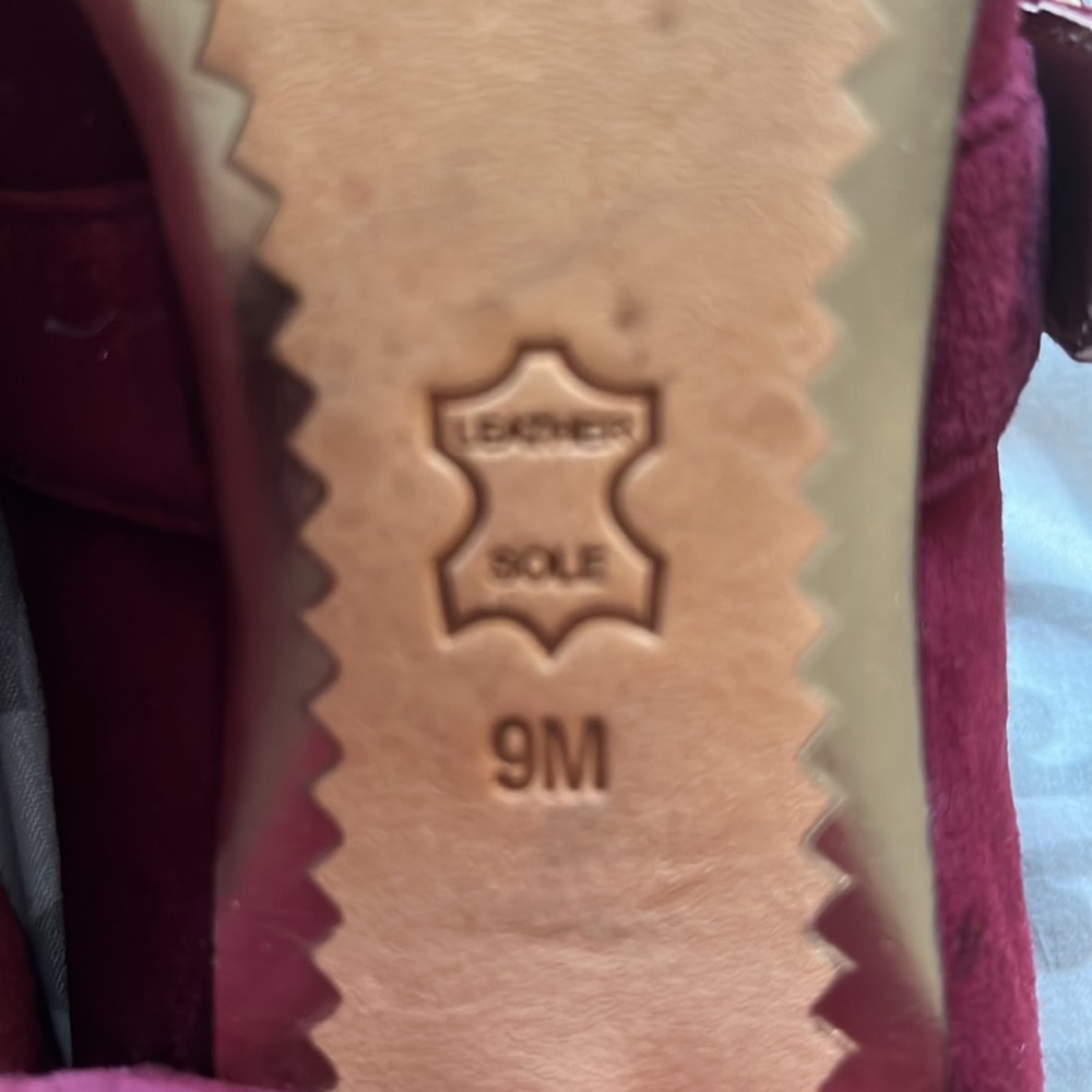 Tory Burch Burgundy Suede Block Heel Loafers - Picture 4 of 4